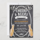Cheers & Beers Rustic Chalkboard 30th Birthday Kaart (Voorkant)