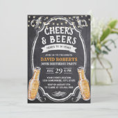 Cheers & Beers Rustic Chalkboard 30th Birthday Kaart (Staand voorkant)