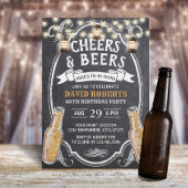 Cheers & Beers Rustic Chalkboard 40th Birthday Kaart