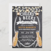 Cheers & Beers Rustic Chalkboard 40th Birthday Kaart (Voorkant)