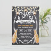 Cheers & Beers Rustic Chalkboard 40th Birthday Kaart (Staand voorkant)