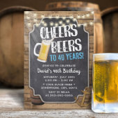 Cheers & Beers Rustic String Lights 40th Birthday Kaart