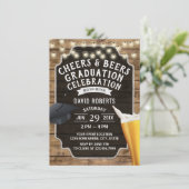 Cheers & Beers Rustic Wood Graduation Party Kaart (Staand voorkant)