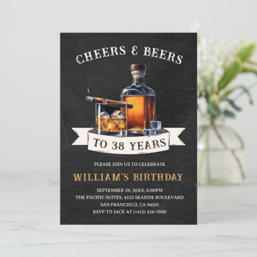 Cheers & Beers Rustiek 38e Country Verjaardagsfees Kaart (Staand voorkant)