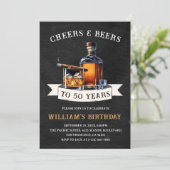 Cheers & Beers Rustiek 50e Country Verjaardagsfees Kaart (Staand voorkant)