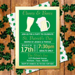 Cheers & Beers Shamrock St. Patrick's Day Feest Folie Uitnodiging