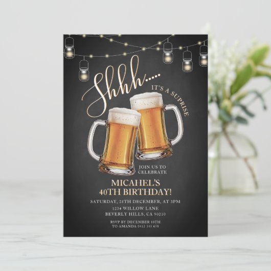 Cheers & Beers Surprise Volwassen 40ste Verjaardag Kaart (Staand voorkant)