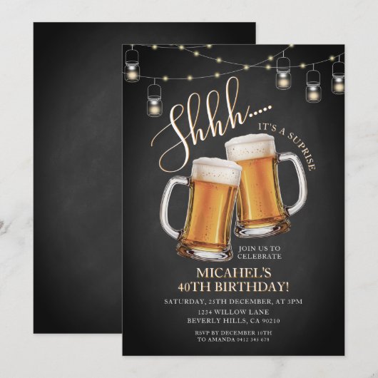 Cheers & Beers Surprise Volwassen 40ste Verjaardag Kaart (Voorkant / Achterkant)