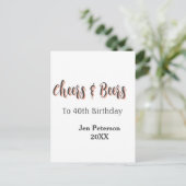 Cheers & beers to 40th birthday gray name year sin briefkaart (Staand voorkant)