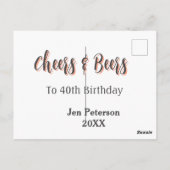 Cheers & beers to 40th birthday gray name year sin briefkaart (Achterkant)