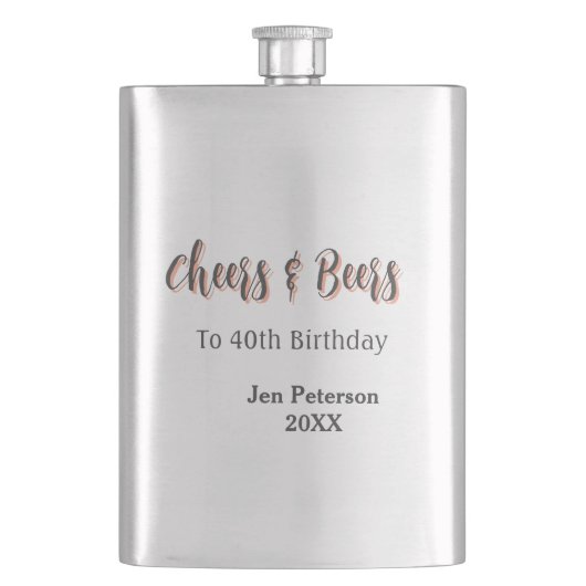 Cheers & beers to 40th birthday gray name year sin flacon (Voorkant)