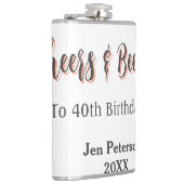 Cheers & beers to 40th birthday gray name year sin heupfles (Rechts)