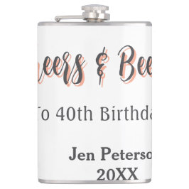 Cheers & beers to 40th birthday gray name year sin heupfles