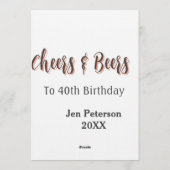 Cheers & beers to 40th birthday gray name year sin kaart (Achterkant)