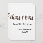 Cheers & beers to 40th birthday gray name year sin kaart (Voorkant / Achterkant)