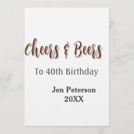 Cheers & beers to 40th birthday gray name year sin kaart