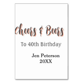 Cheers & beers to 40th birthday gray name year sin kaart
