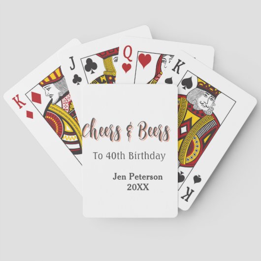 Cheers & beers to 40th birthday gray name year sin pokerkaarten (Achterkant)