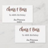 Cheers & beers to 40th birthday gray name year sin visitekaartje (Voorkant / Achterkant)