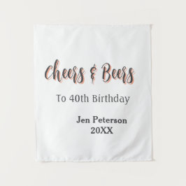 Cheers & beers to 40th birthday gray name year sin wandkleed