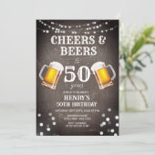 Cheers & Beers to 50 Years Chalkboard Birthday Kaart (Staand voorkant)