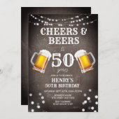 Cheers & Beers to 50 Years Chalkboard Birthday Kaart (Voorkant / Achterkant)