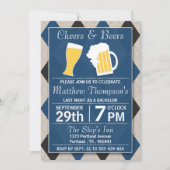 Cheers & Beers Trendy Blue Bachelorfeest Kaart (Voorkant)
