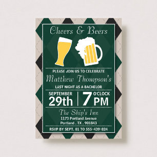 Cheers & Beers Trendy Green Bachelor Party Kaart