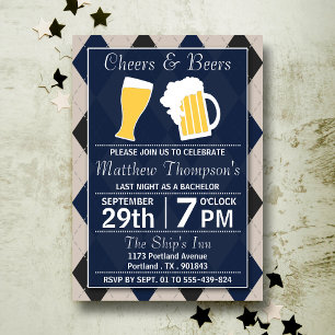 Cheers & Beers Trendy Navy Verlovingsfeest Kaart