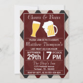 Cheers & Beers Trendy Red Bachelor Party Kaart (Voorkant)