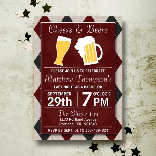 Cheers & Beers Trendy Rode Afscheidsfeest voor de Kaart