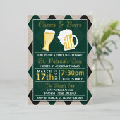 Cheers & Beers Trendy St. Patrick's Day Party Real Folie Uitnodiging (Staand Voorkant)