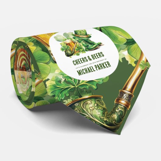 Cheers & Beers Verjaardag St Patrick's Day Stropdas (Opgerold)