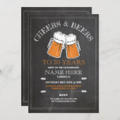Cheers & Beers Verjaardagsfeest 21e 30e uitnodigin Kaart (Voorkant / Achterkant)