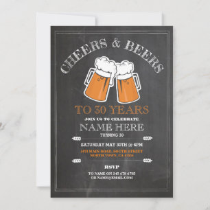 Cheers & Beers Verjaardagsfeest 21e 30e uitnodigin Kaart