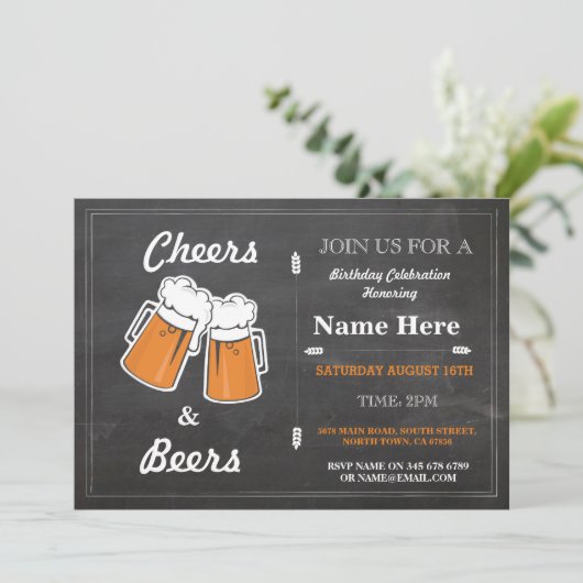 CHEERS & BEERS Verjaardagsfeest Elke Leeftijd Krij Kaart (Staand voorkant)