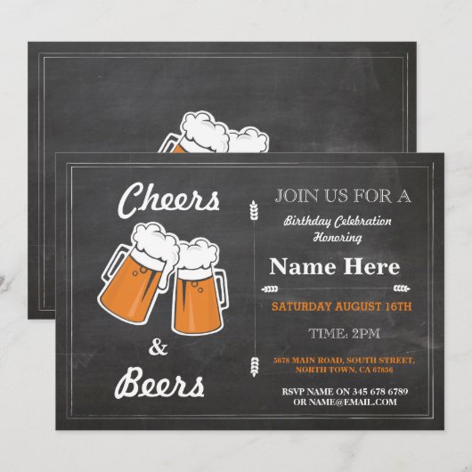 CHEERS & BEERS Verjaardagsfeest Elke Leeftijd Krij Kaart (Voorkant / Achterkant)