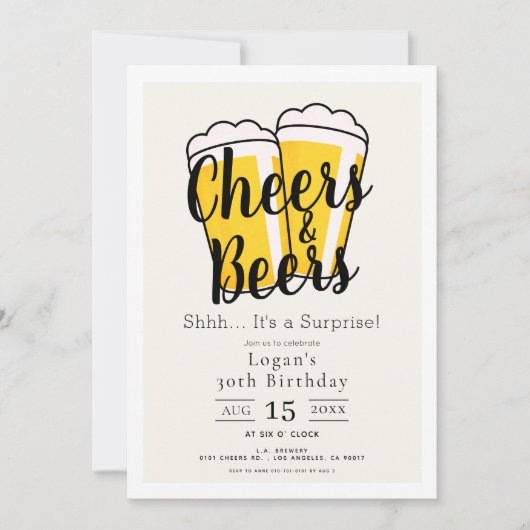 Cheers & Beers Verrassingsfeest Kaart (Voorkant)