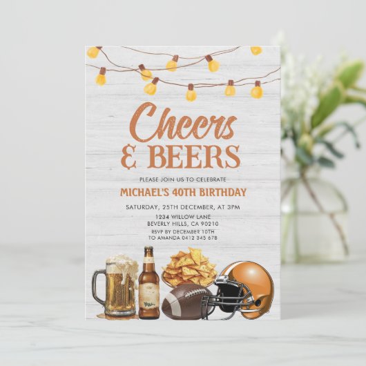 Cheers & Beers Volwassen Verjaardag String Lights  Kaart (Staand voorkant)
