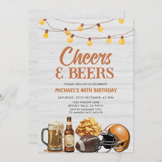 Cheers & Beers Volwassen Verjaardag String Lights  Kaart (Voorkant / Achterkant)