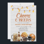 Cheers & Beers Volwassen Verjaardag String Lights  Kaart<br><div class="desc">Bewerkbaar Football Beers Volwassen Man Verjaardag Party String Light Invitation,  Cheers and Beers 30 40 50 Verjaardag Uitnodigen,  Football Verjaardag Party White Wood,  ZB4</div>