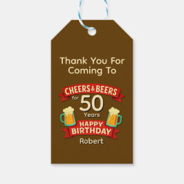 Cheers & Beers voor 50 jaar Happy Birthday Cadeaulabel