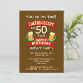 Cheers & Beers voor 50 jaar Happy Birthday Kaart (Staand voorkant)