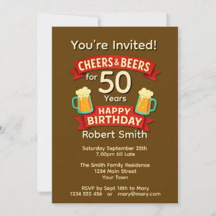 Cheers & Beers voor 50 jaar Happy Birthday Kaart