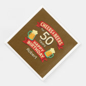 Cheers & Beers voor 50 jaar Happy Birthday Servet (Hoek)