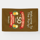 Cheers & Beers voor 50 jaar Happy Birthday Spandoek (Horizontaal)