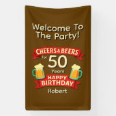 Cheers & Beers voor 50 jaar Happy Birthday Spandoek (Verticaal)