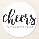 Cheers Best Day Hand-Lettering Ronde Kartonnen Onderzetter<br><div class="desc">Verfijn uw gasten met dit moderne,  met de hand geschreven drink onderzetter. Het kenmerkt kauwers in een doopvont van de manuscriptstijl en onder het zegt "aan de beste dag ooit".</div>