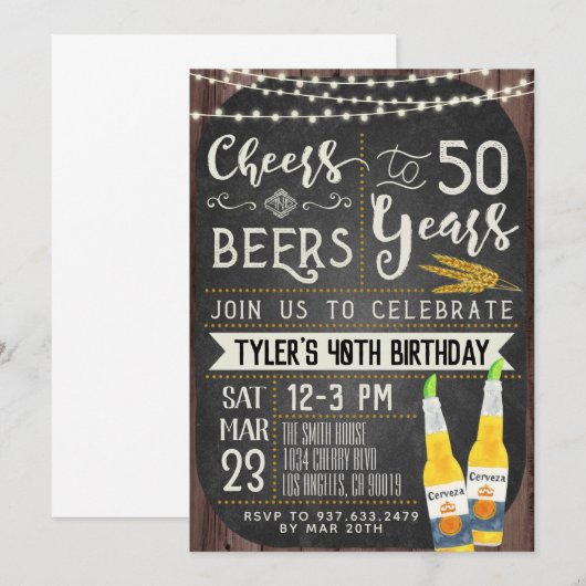 Cheers & bier 50e verjaardag kaart (Voorkant / Achterkant)