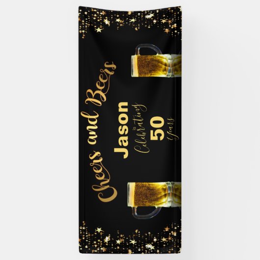 Cheers & bier 50e verjaardag spandoek (Verticaal)